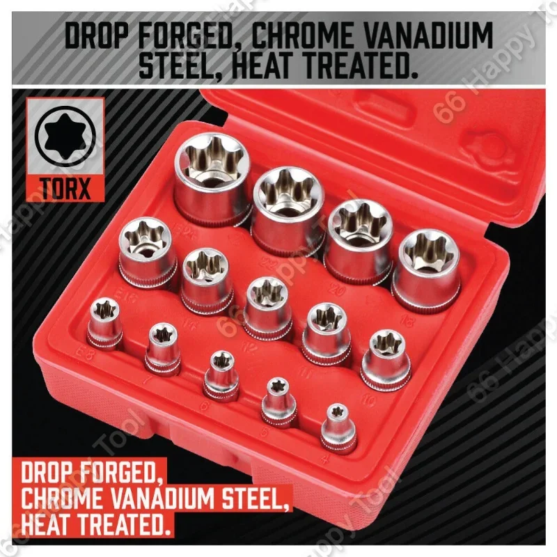 4/5/14pcs E Torx Star Socket Driver Hand Tool Set CRV Tools Kit Female Bit 1/4\