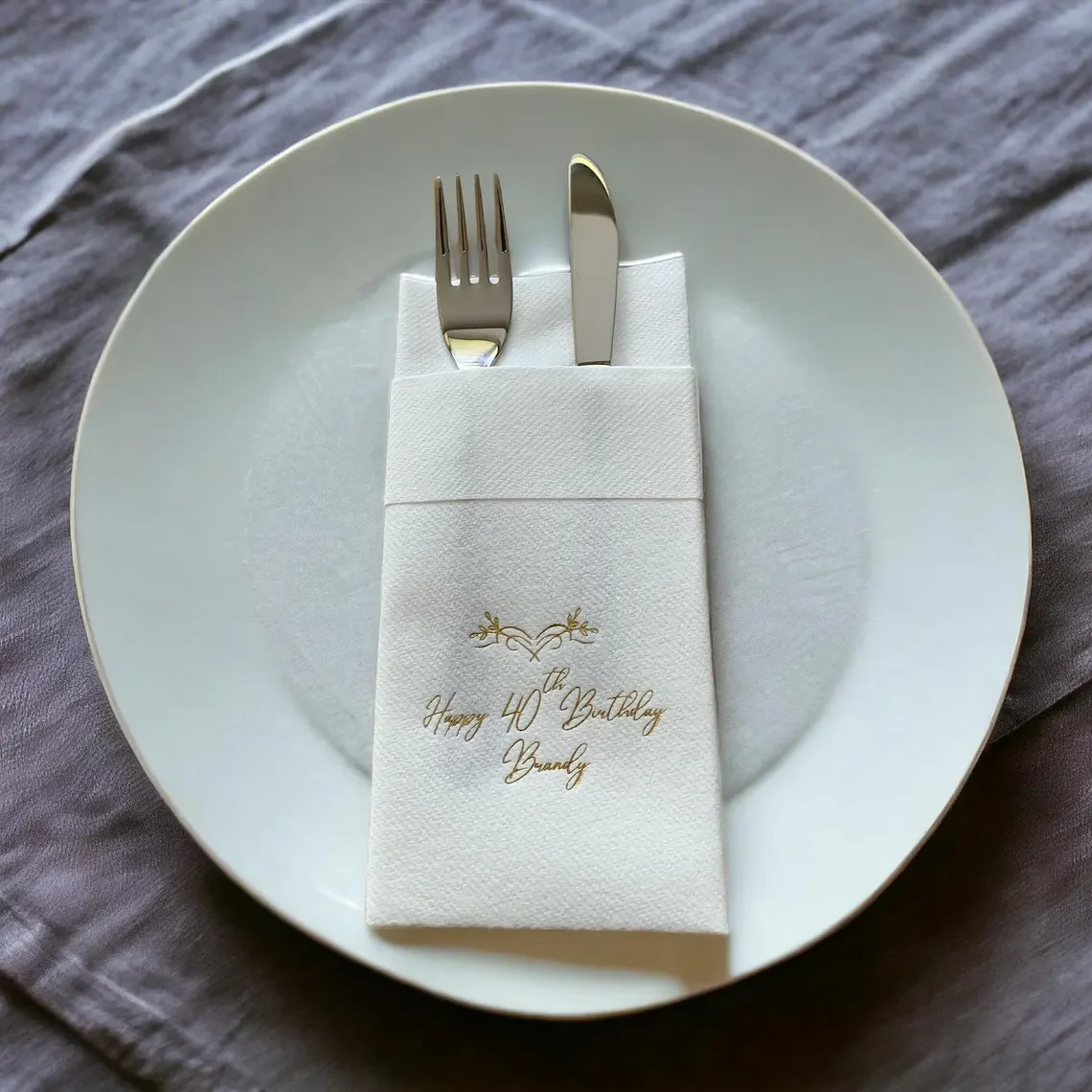 40 Th Birthday, Personalized Pocket Napkins, Linen Feel, Birthday, Cloth Like Dinner Napkins, Custom Birthday Napkins, Soft, Par