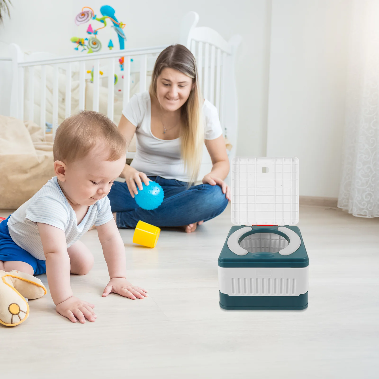 مرحاض محمول قابل للطي للبالغين، قعادة سفر للتخييم في الهواء الطلق، تصميم قابل للطي لتوفير المساحة، حاوية تخزين السيارة #1