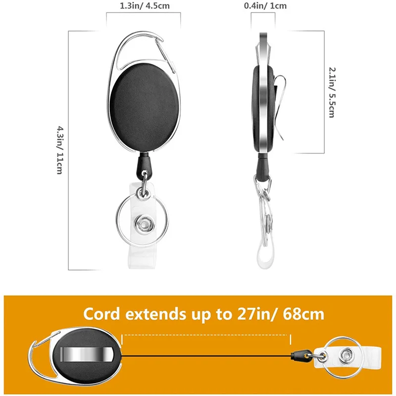 Retractable Keychain Anti Lost ID Badge Key Holder With Elastic Steel Wire Rope Backpack Charm Accessories