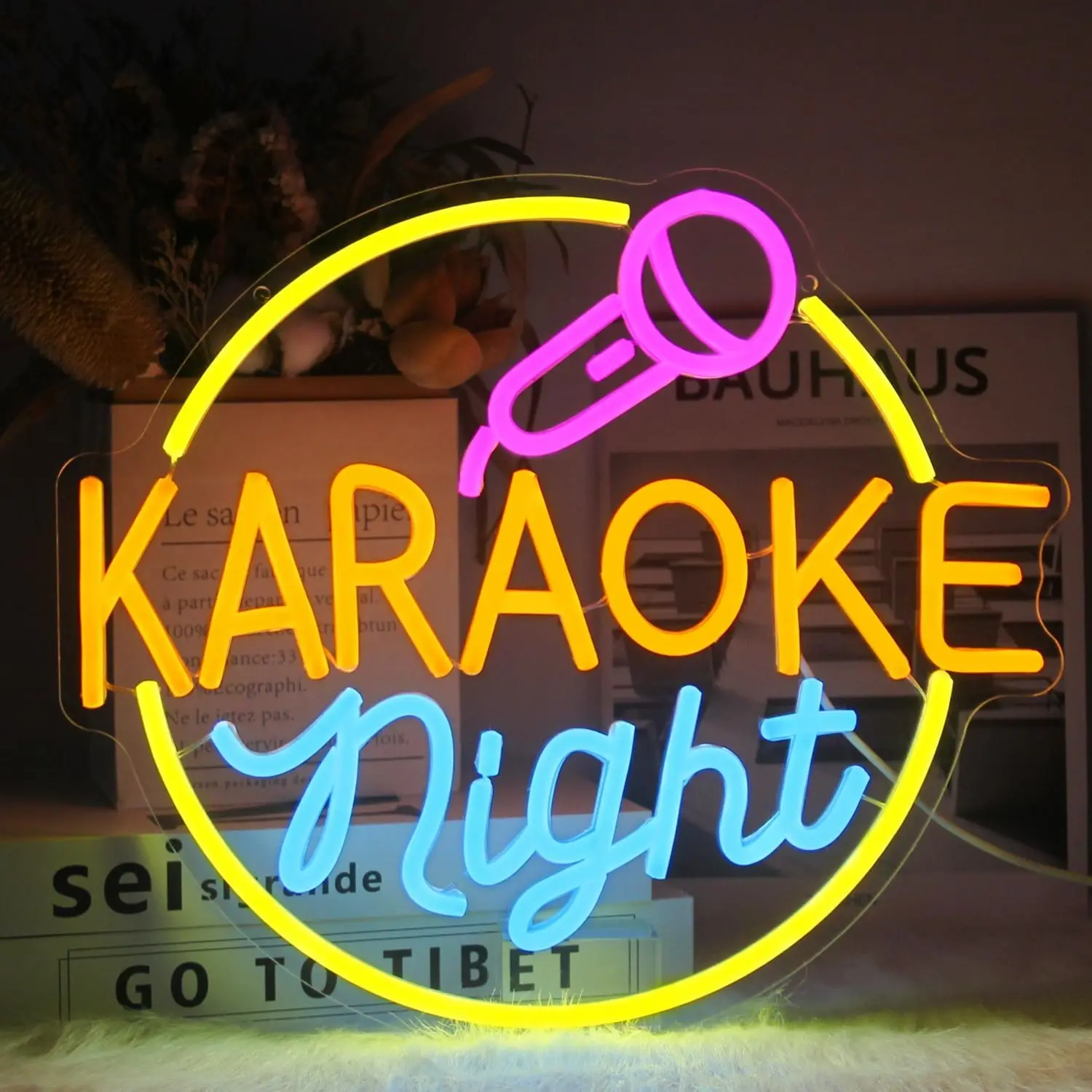 Karaoke Night Neon Signs LED Neon Light Sign Light Up Neon Signs for Wall Decor Karaoke Live On Air Bar Open Music Bar Studio
