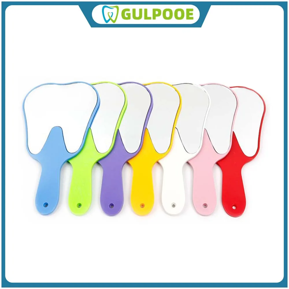 

GULPOOE 1Pcs Dental Mouth Examination Mirror with Handle Cute Tooth Shaped Mirror Unbreakable Patient Hand Mirror Dentistry Gift