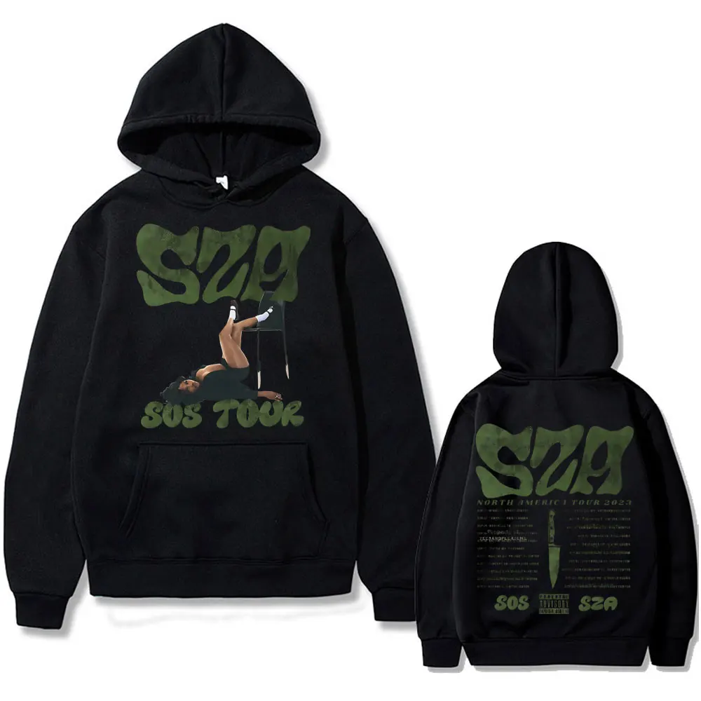 

Rapper SZA SOS Tour Double Sided Graphic Hoodie Men Women Hip Hop Vintage Oversized Sweatshirt Male Casual Hoodies Streetwear