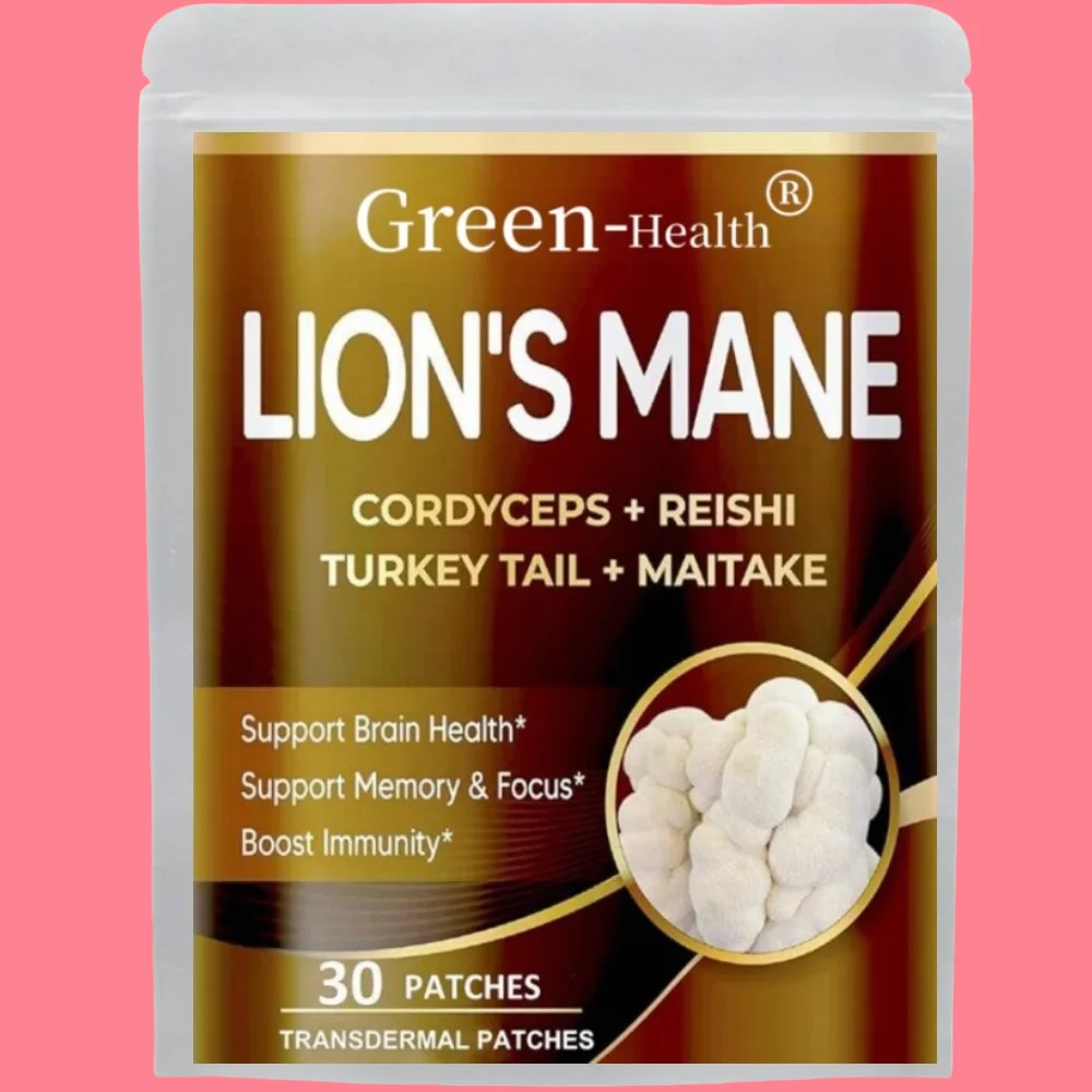 30 Patches Lion's Mane Mushroom Transdermal Patches With Cordyceps, Reishi Mushroom-Brain Boosting Focus & Energy