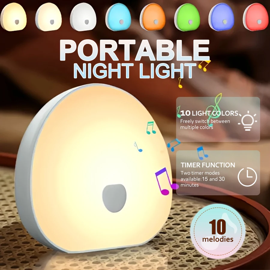 New White Noise Night Light with 7 Color Ambient Light Effects and 10 Soothing White Noise Sounds Suitable for Christmas Gift