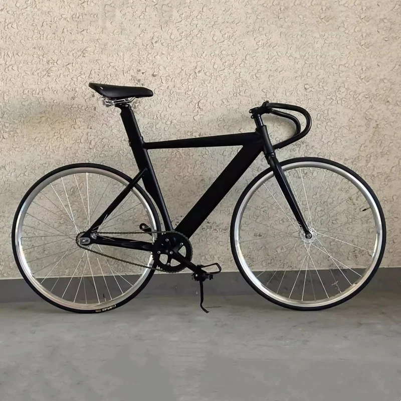 Bicicleta de carreras de una sola velocidad 700C, bicicleta de piñón fijo, cuadro de aleación de aluminio, llanta de juego de ruedas de bicicleta de carreras de aleación de aluminio 700C