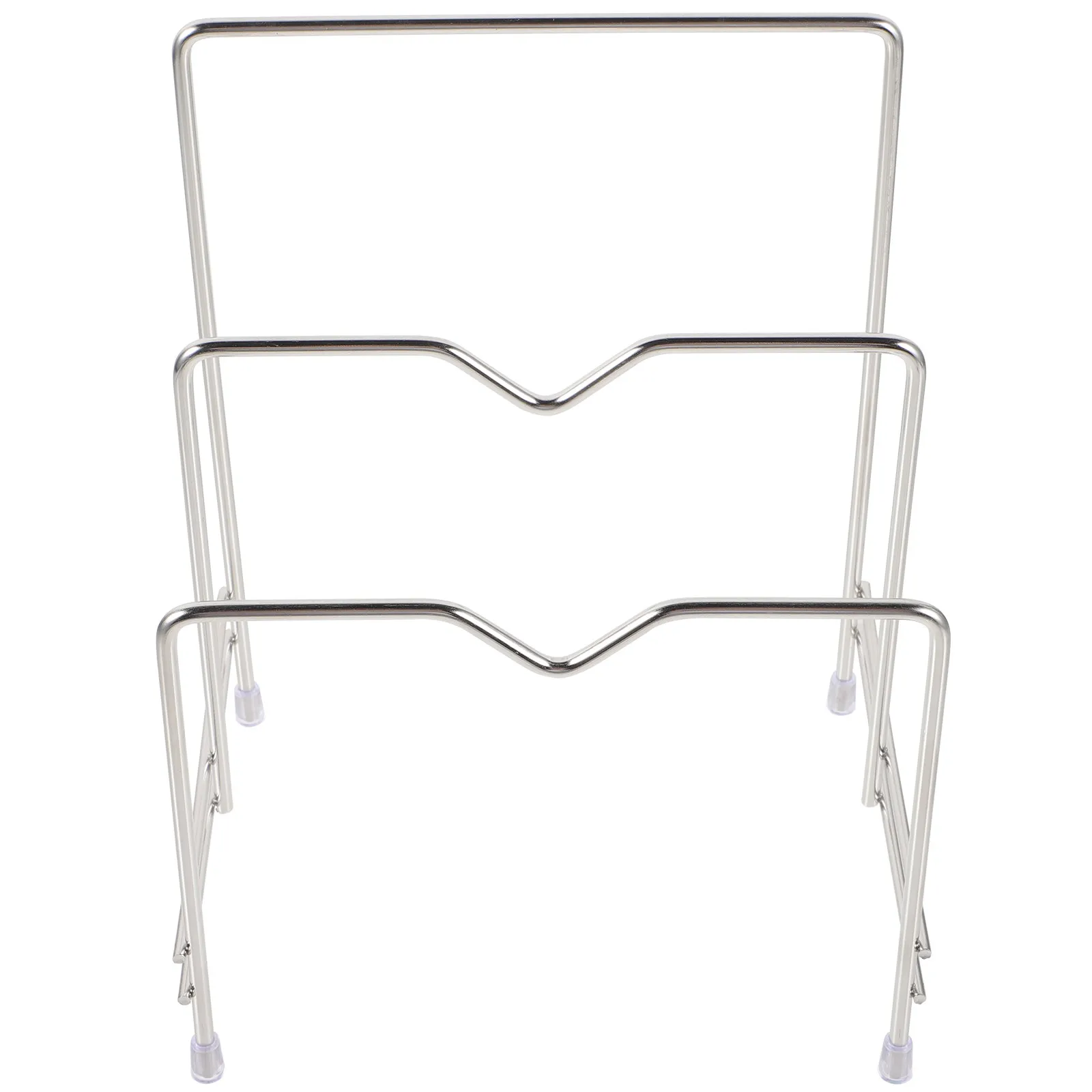 

Multi-Function Kitchen Lid Rack Steel Non-Scratch Coating Pot Lid Cutting Board Storage Rack Organizer for Home