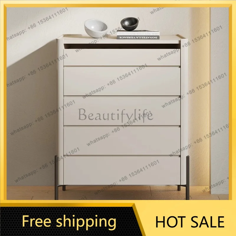 Factory Direct Italian Minimalist Painting Bucket Cabinet Cream Wind Bedroom Bedside Drawer Cabinet