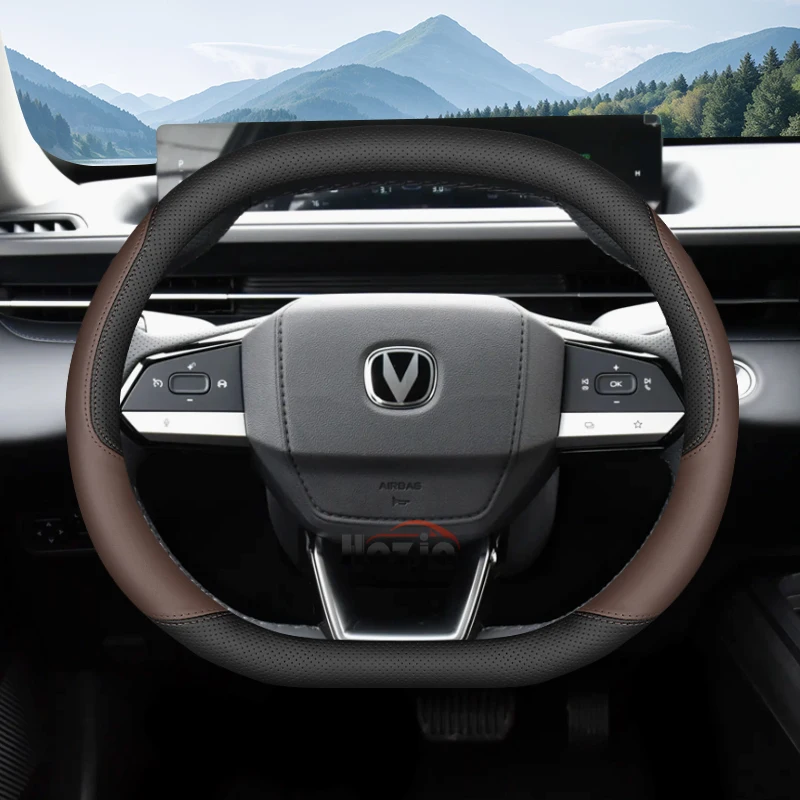 Leather Car Steering Wheel Cover for Changan Uni K S V Cs55 Plus Eado Plus 2022 2023 2024 2025 2026 Accessories