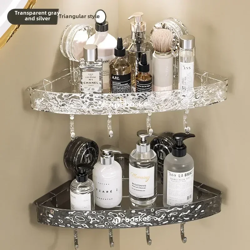 

Bathroom Wall Mounted Non Perforated Household Strong Suction Cup Rack Bathroom Toiletries Wood Shelves Racks Ecoco Rack