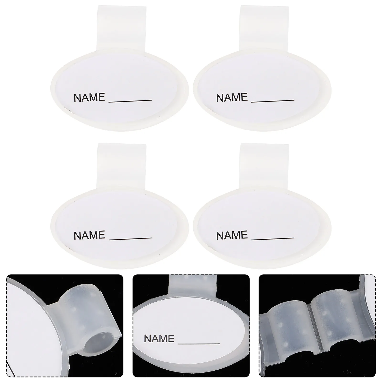 

5Pcs Oval Identification Name Plate for Stethoscope Lightweight Small Size Dual-Sided Plastic Name Tag with Adhesive Stickers