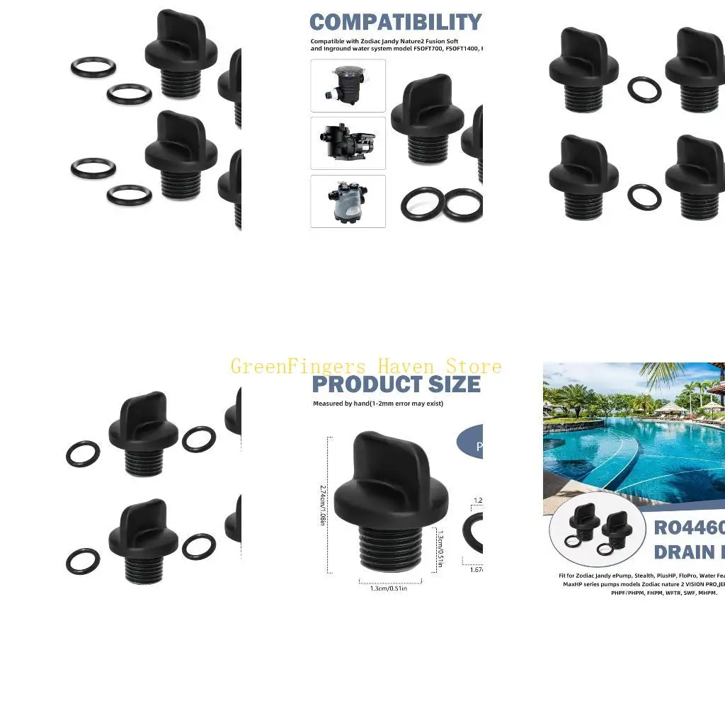 F68D Pool Pump Replacement Drain Plugs 4Pcs O Rings Seal for Filtration Use