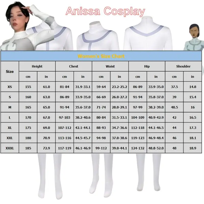 

Костюм для косплея Аниссы, белый комбинезон для взрослых женщин, нарядный костюм для Хэллоуина и карнавальных вечеринок