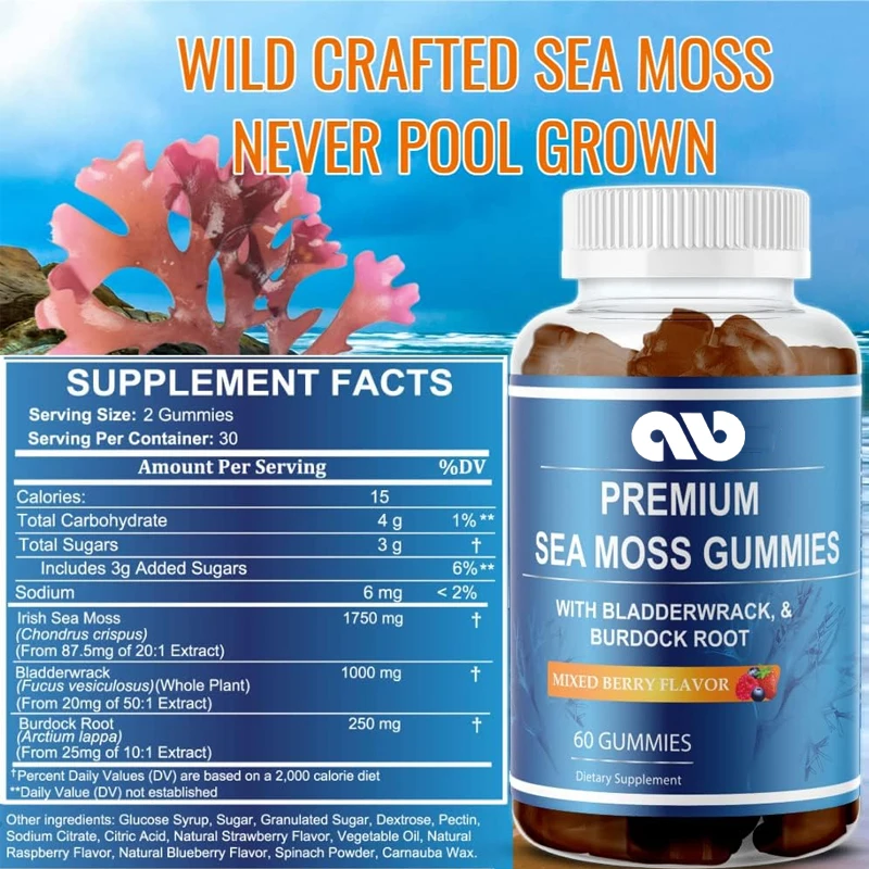 High quality seaweed gummies made from Irish seaweed, burdock root, and bladder - Seamoss alkaline supplement