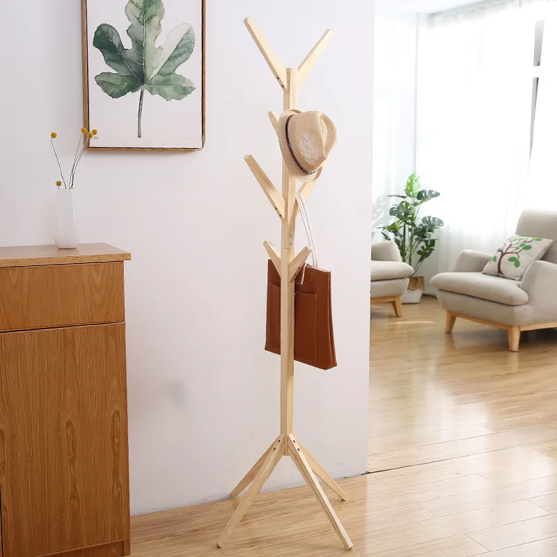 Household Clothes Hanger Solid Wood Clothes Hanger Bedroom Simple Floor To Floor Minimalist Office Living Room Clothes Hanger