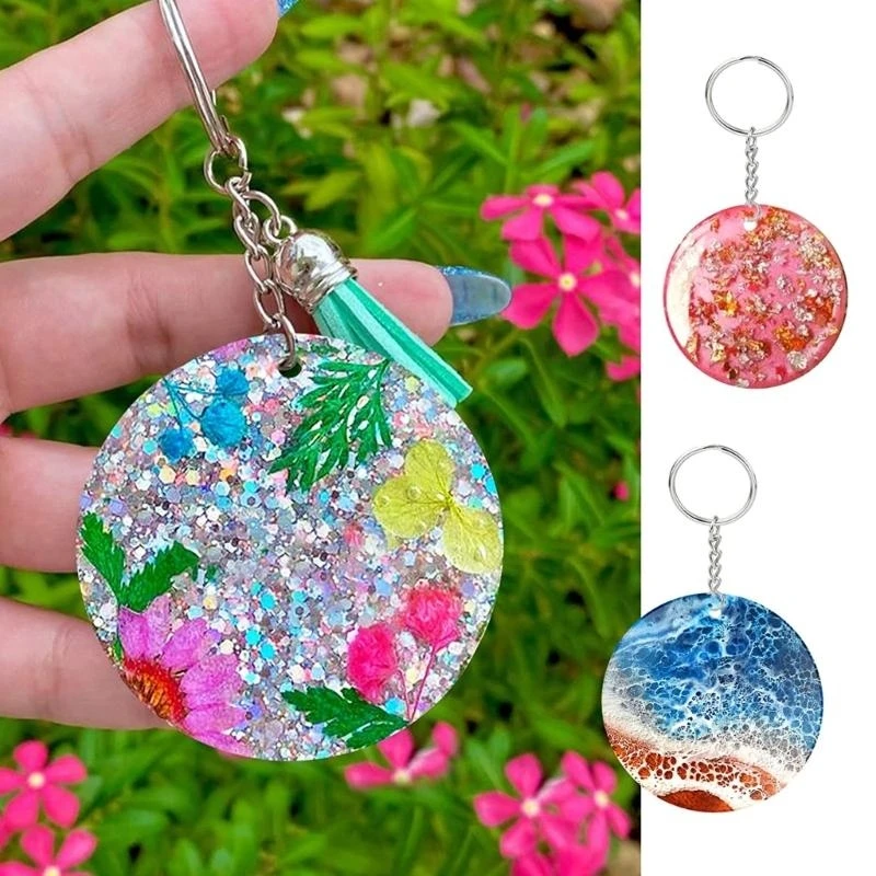 5x Resin Silicone Mould Round Keychain Charm Mold DIY Craft Keychain Mold