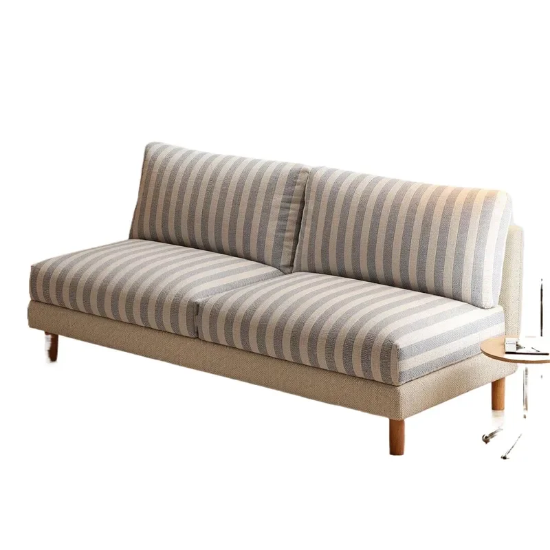 2026 New Wabi Sabi Style Cotton Linen Fabric Sofa for Living Room Small Apartment Household Double Straight Row Couch