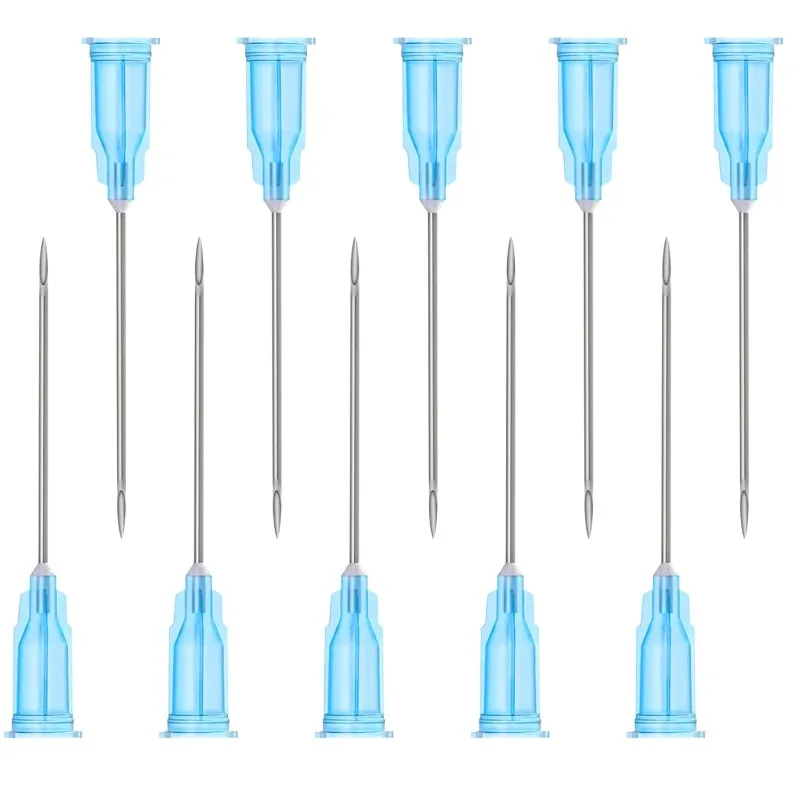 60pcs Dispensing Needles Pointed Injection Needle Transparent Syringe Bayonet Needle with Transparent Cap, Glue Tool (23G-25mm)