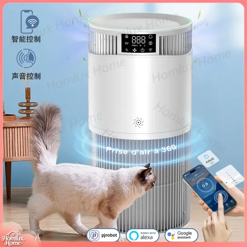Intelligent Negative Ion Air Purifier for Pets WiFi Enabled Formaldehyde PM2.5 Removal HEPA Filter Household Use