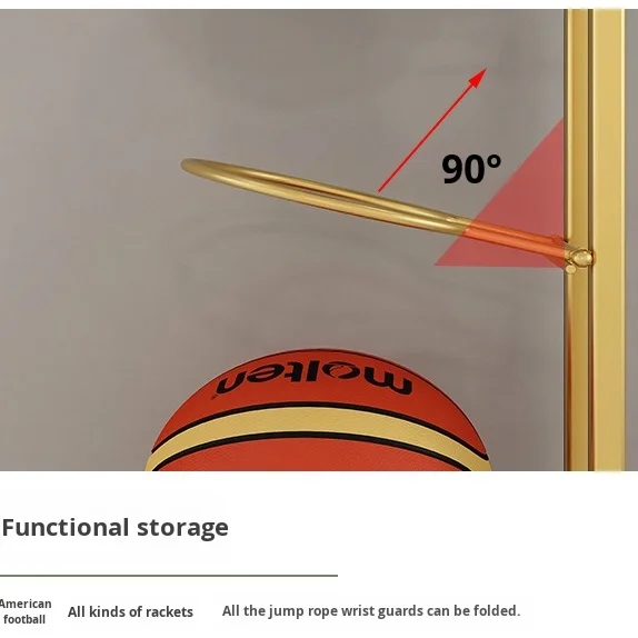 رف تخزين حديدي متعدد الطبقات للأطفال المنزليين لعبة الكرة تنس الطاولة مضرب كرة الريشة كرة السلة تخزين قائم على الأرض
