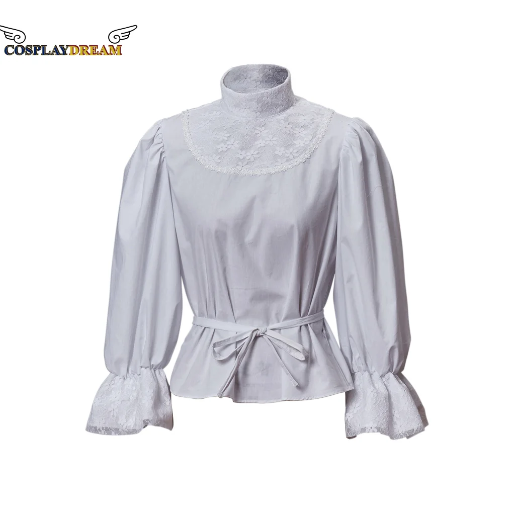 (in stock) Female Vintage Shirts Victorian Edwardian Rococo Period Lace Shirts for Halloween Makeup Party Inner Shirts