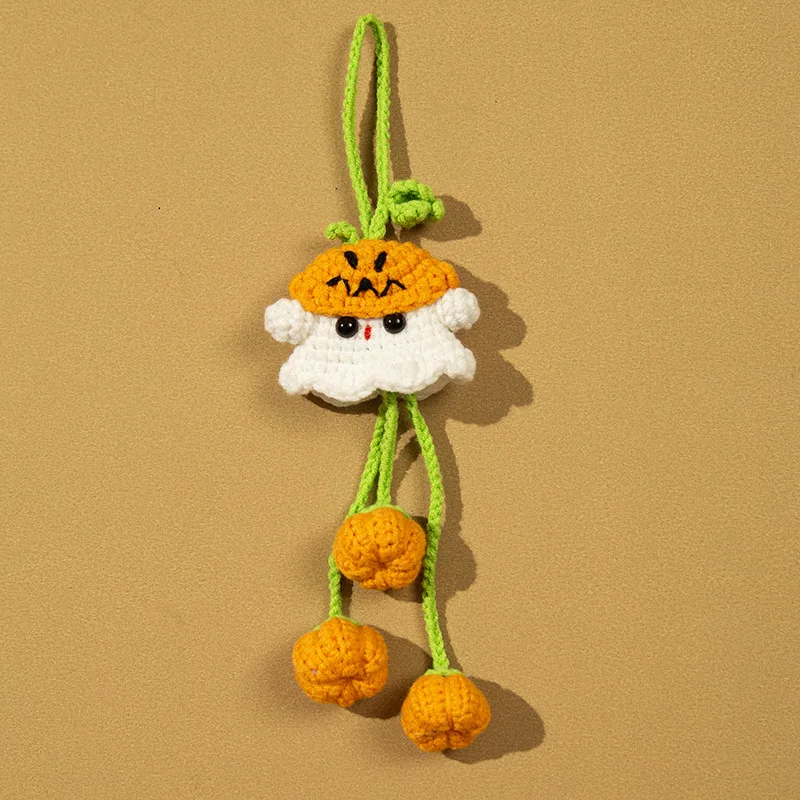 2026 Halloween Häkel-Geisteranhänger Niedlicher Handgemachter Gestrickter Geister-Anhänger für den Auto-Rückspiegel Cartoon Halloween-Anhänger – Detail 5