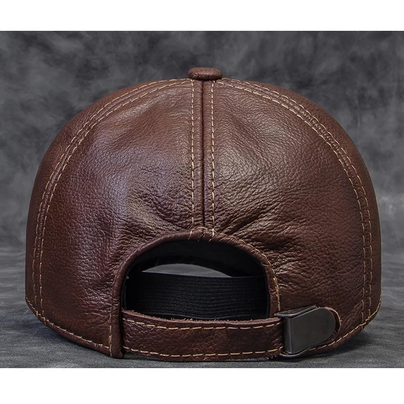 2024 Male Genuine Leather Cowhide 56-60CM Black/Brown Baseball Caps Eagle Print For Man Casual Street Gf Gorras Dad Hat