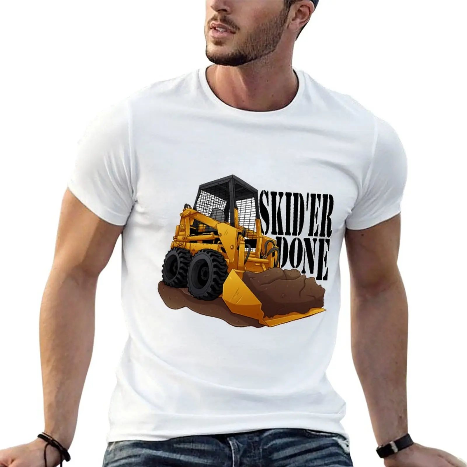 Skid'er Done Skid Steer T-Shirt Casual Loose Short Sleeve Tee for Men