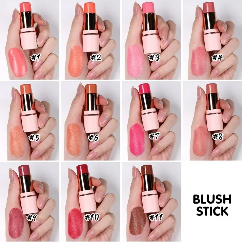 Fard Stick con etichetta privata a 11 colori, logo personalizzato, pigmento, resa cromatica impermeabile a lunga durata, trucco opaco, confezione rosa