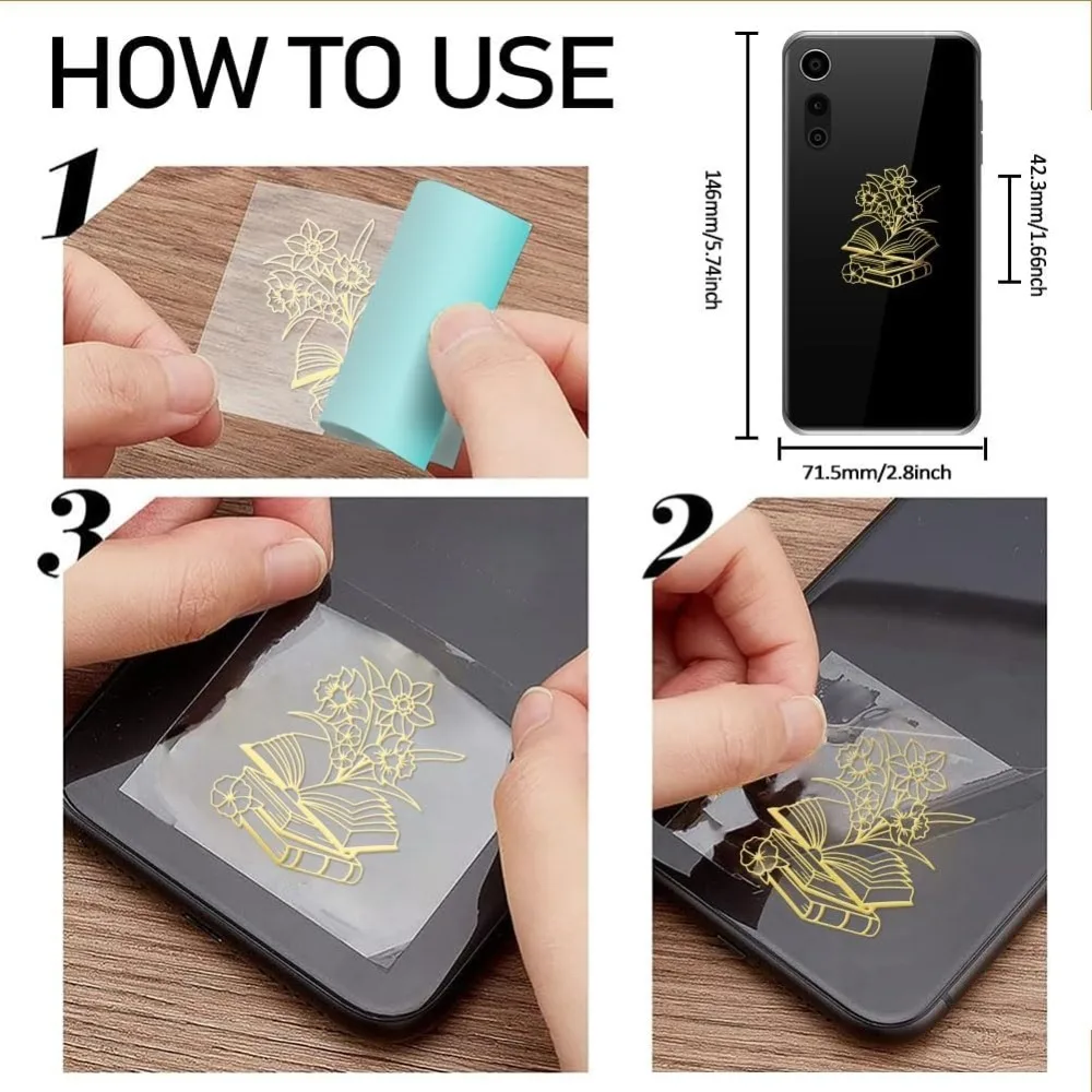 9Pcs 1.6x1.6 Inch Metal Stickers Book Metal Sticker Self Adhesive Flower Book Stickers Books Theme Epoxy Sticker Pyramid Decals