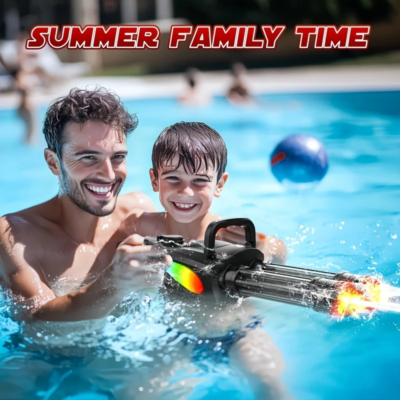 مسدس مياه كهربائي من جاتلينج مع برميل دوار، مخرج مياه مزدوج، نظام بطارية معياري، متوافق مع زجاجة مياه خارجية