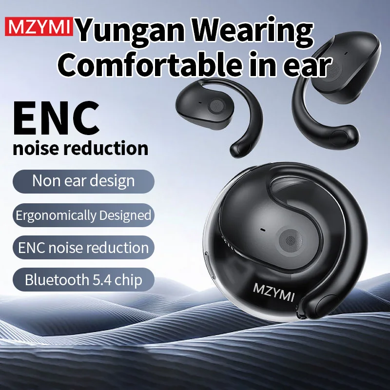 

MZYMI JM13 ENC Ear hook Bluetooth5.4 Earphone Wireless Open Ear Earbuds Noise Reduction Headphone Hifi Sound Sport Headset