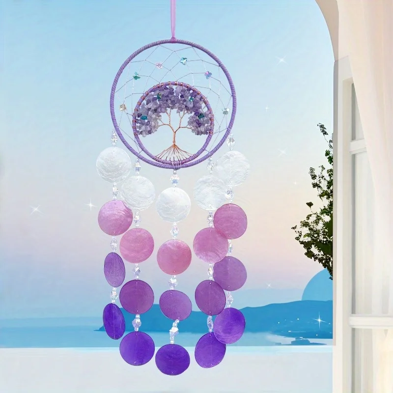 1PC Handmade Dream Catchers Made of Natural Shell Materials, Crystal Wind Chimes, Room Decoration Pendants, and Home Decorations