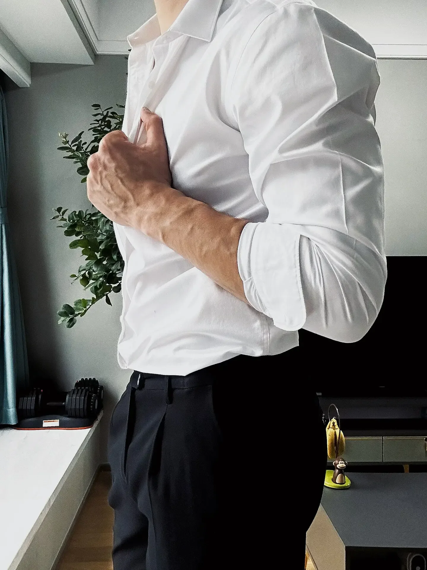 Biała koszula męska wysokiej klasy stylowa koszula z długim rękawem męska wiosna i jesień business casual plus size top