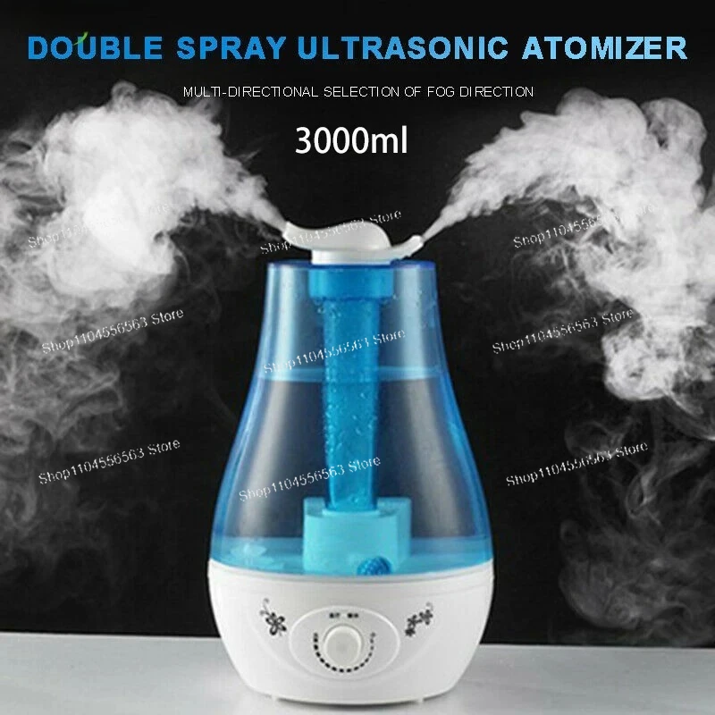 3000ML Ultrasonic Air Humidifier Double Sprayers Fog Mist Maker Essential Oil Diffuser 7 Color LED Aroma Diffusor Aromatherapy
