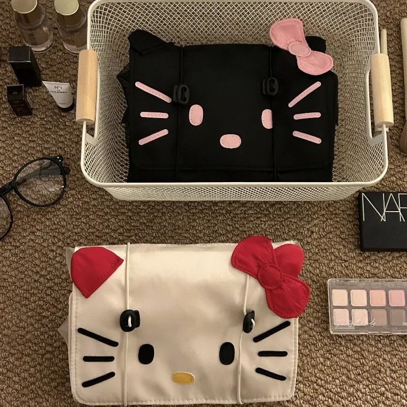 Cartoon Hello Kitty Makeup Bags Large Capacity Removable Cosmetic Organizer Case Portable Travel Lipstick Cosmetic Storage Pouch