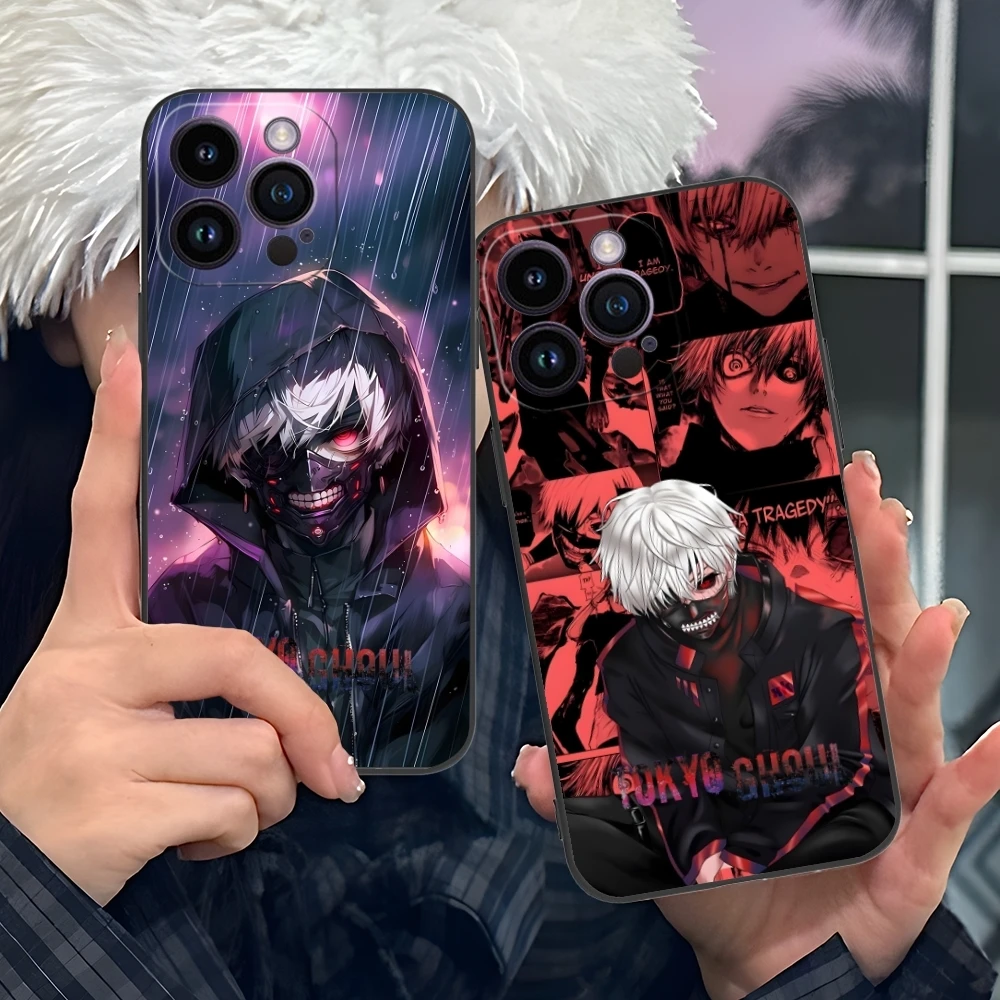 Tokyo Ghoul Kaneki Mobile Cell Phone Case for iPhone 16 15 14 13 12 11 X XR XS 8 7 Pro Max Plus Mini Black Phone Cover Shell