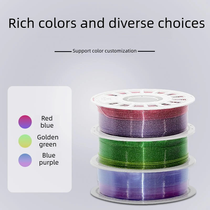 Veekaft PLA Dream Crystal 3D Printing Filament Transparent Glossy Multicolor High Toughness Dual-Color Gradient