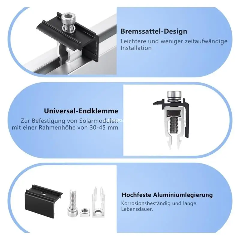 6 ชิ้น แผงโซลาร์เซลล์ Mount Clamps แผงยึดอลูมิเนียมอุปกรณ์ติดตั้ง