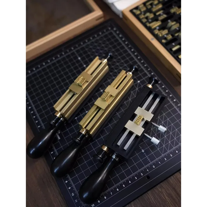 Detachable Hot Foil Stamping Clamps | Auto-Centering Brass Die & Type Block Holders with Alignment Guides