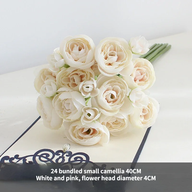 40CM Artificial Flowers Simulation Tea Flower Bouquet with Small Tea Buds for Wedding Decoration