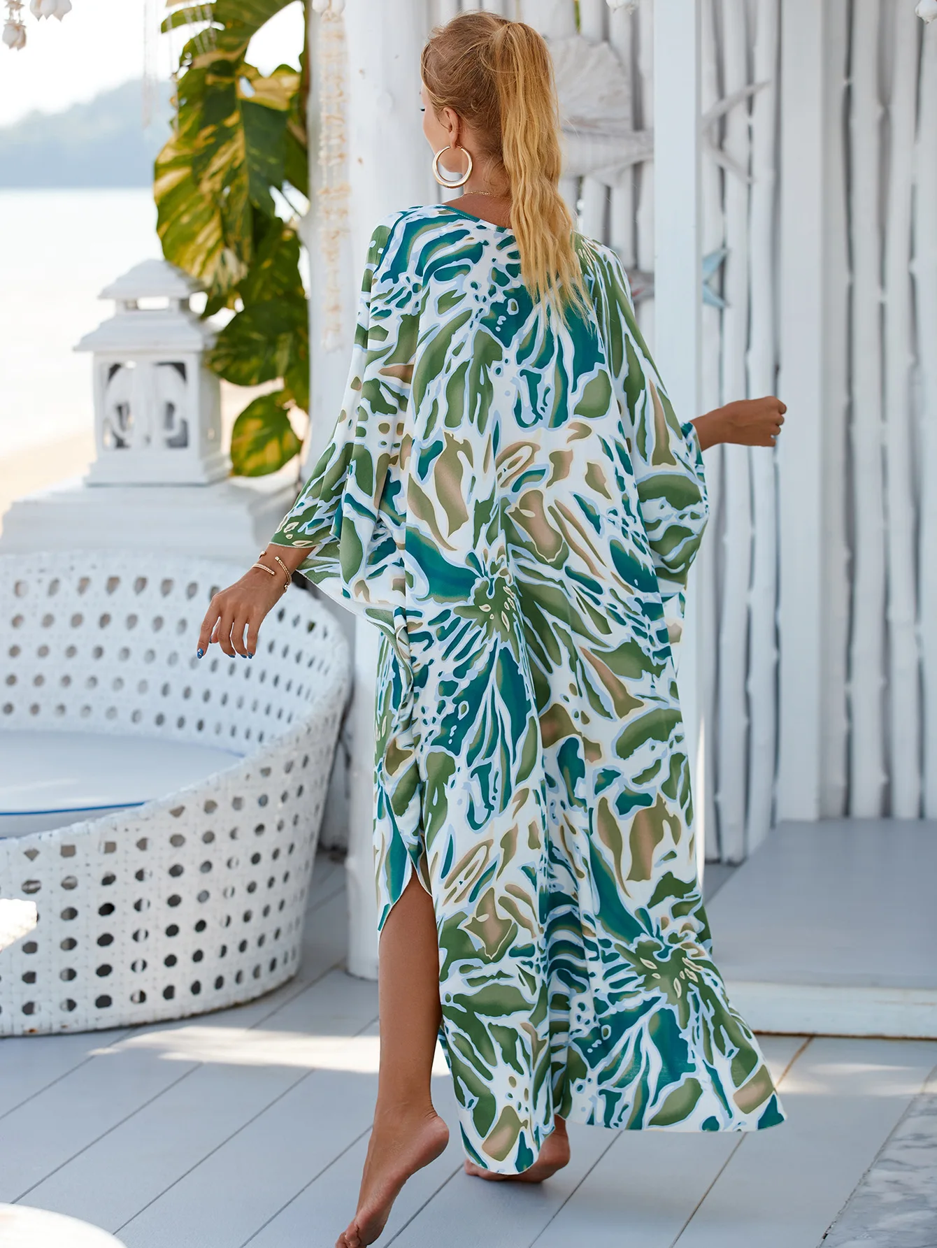 Robes caftan pour femmes, grande taille, manches chauve-souris, costume de bain long, Cover-Up, robe de plage Maxi, vêtements de détente