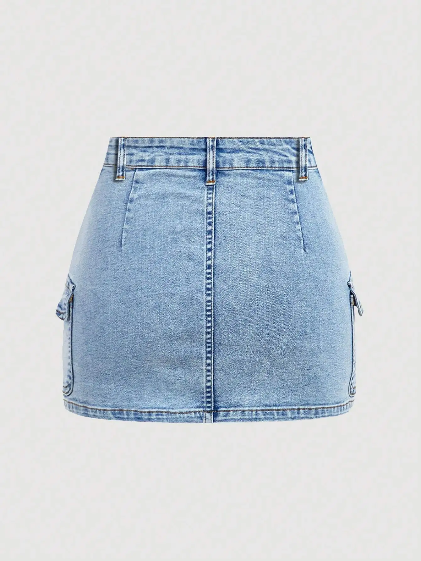 Flap Pocket Denim Mini Skirt For Women