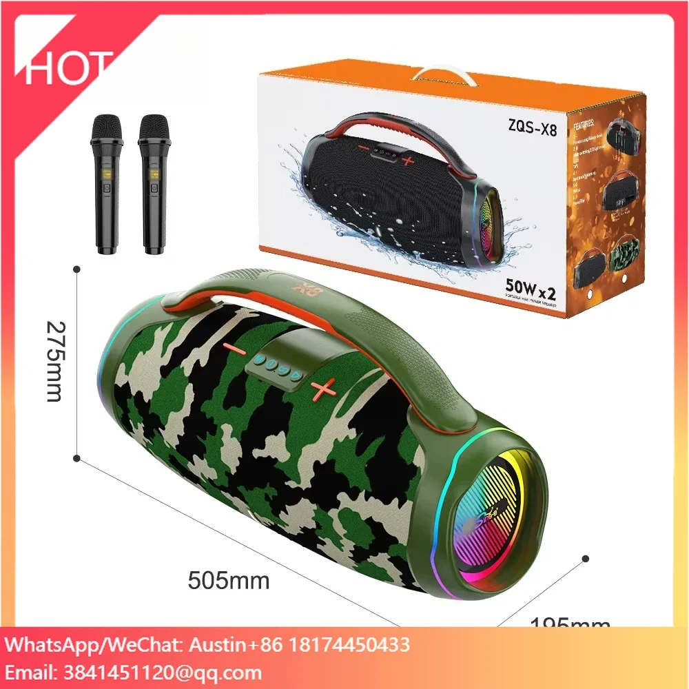 

ZQS-X8 Audio Speaker Three-band Wireless Portable Waterproof And Dustproof Outdoor BT Speaker Stereo Karaoke Speaker