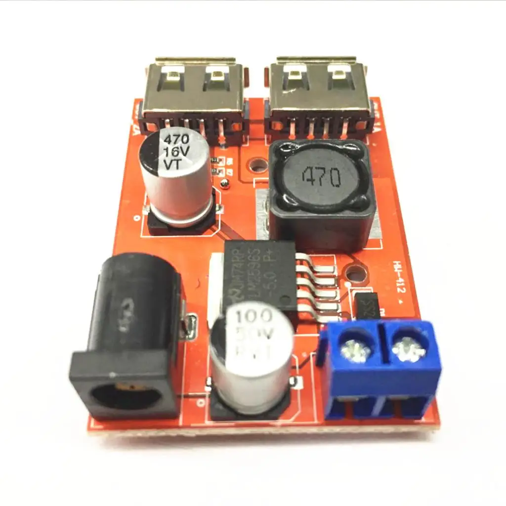 USB Supply Module Solar DC to DC Buck Converter Dual USB Charging Adapter High Efficiency Power Module for Portable Devices