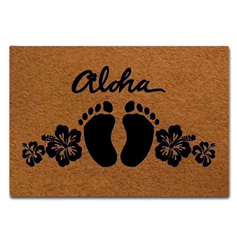 House Fabric Home Non Slip Front Printing Funny Doormat  Aloha Outdoor Indoor Floor Door Mats Scroll Flannel Back Doormats Low P