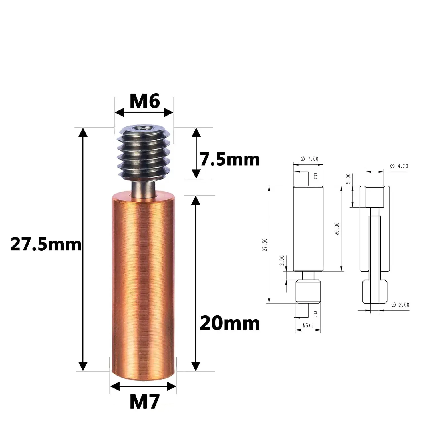 CR10 All Metal Heatbreak, Bi-Metal Titanium + Copper Throat Tube Replacement for Creality 3D Printer CR10 S4 S5 Ender 3 V2 Ender