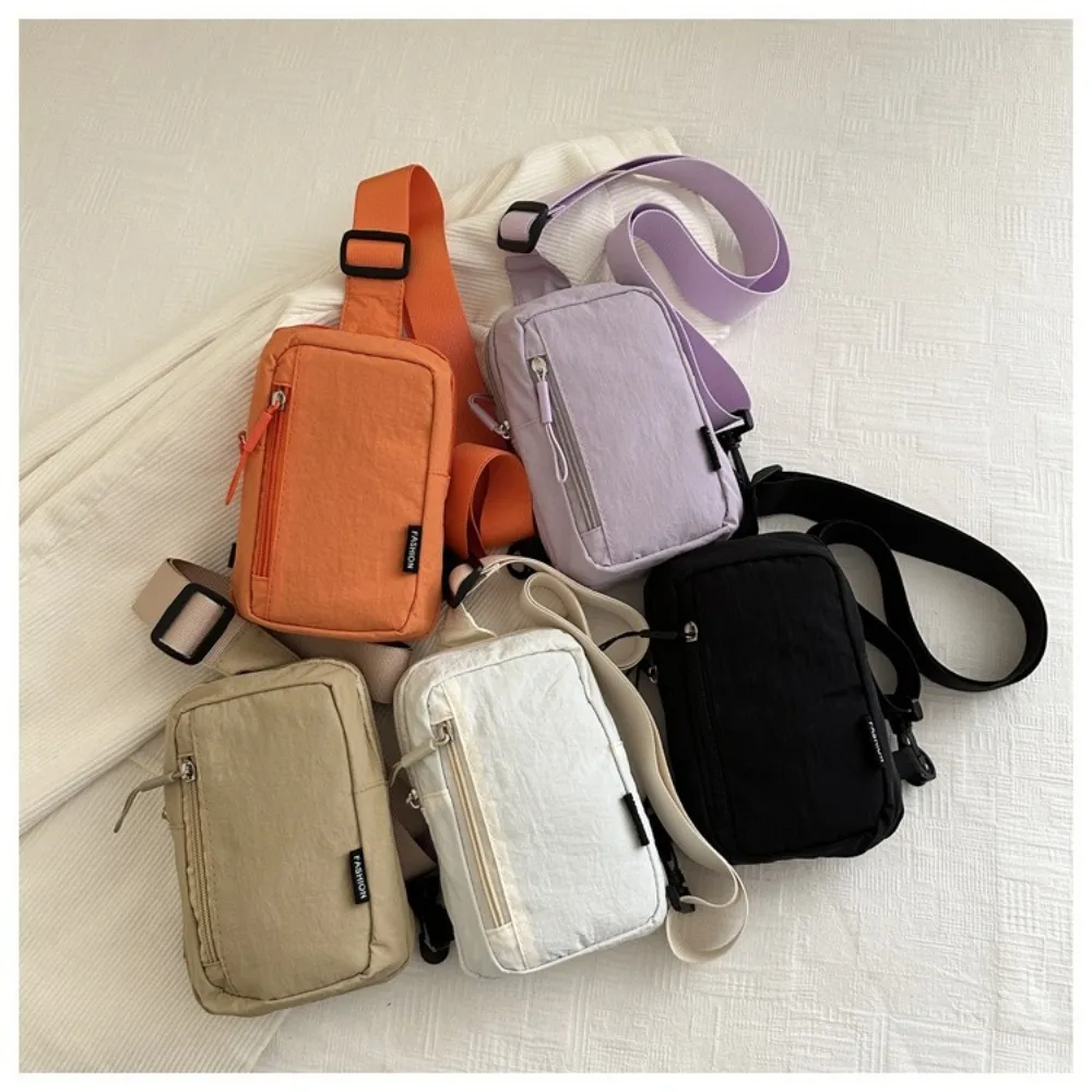 

Couple Chest Bag Solid Color Shoulder Bag Adjustable Messenger Bag Phone Bag For Outdoor Travel Korean Style Sports Waist Bag