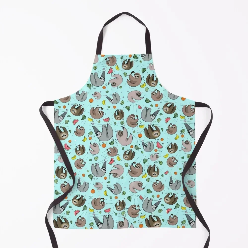 

Sloths in Blue Apron Women Kitchen Home Cleaning japanese woman Women Kitchen'S Apron