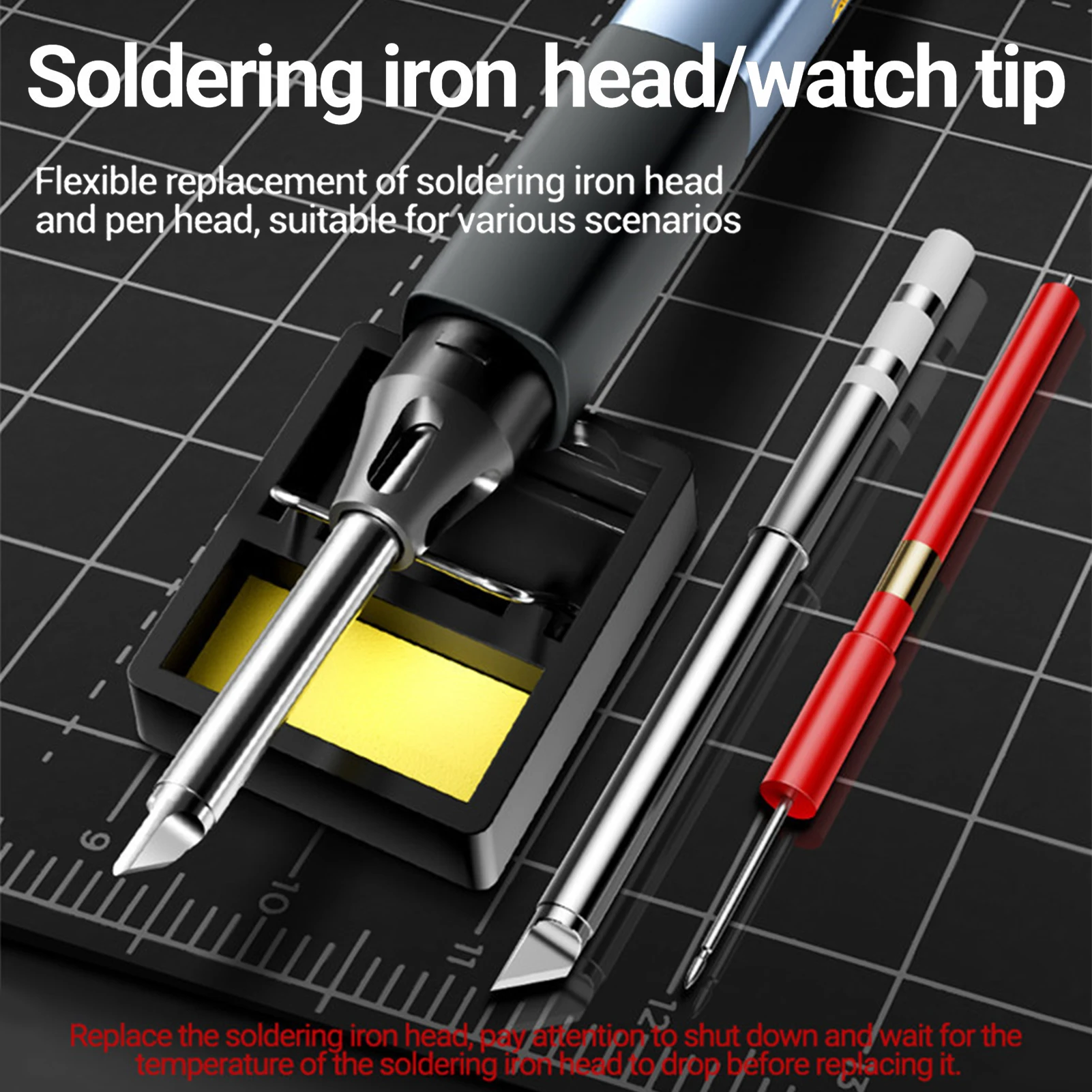 Kit saldatore portatile 2 in 1 con display OLED Riscaldamento rapido e temperatura regolabile, spegnimento automatico, include multimetro